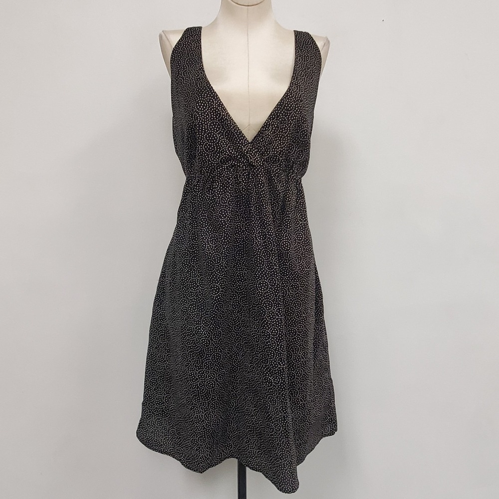 Vintage Old Navy Womens Y2K Plunge Polka Dot Babydoll Dress Size XL Black Summer